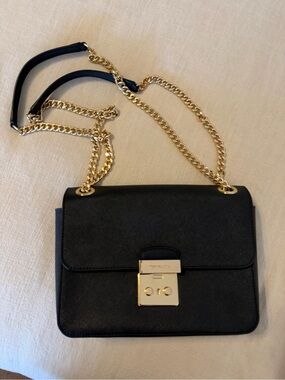 Michael Kors Black Crossbody Bag with Gold Chain Strap
